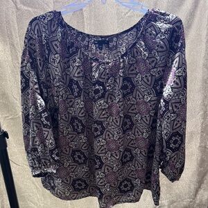 GAP Purple and Black Floral Blouse